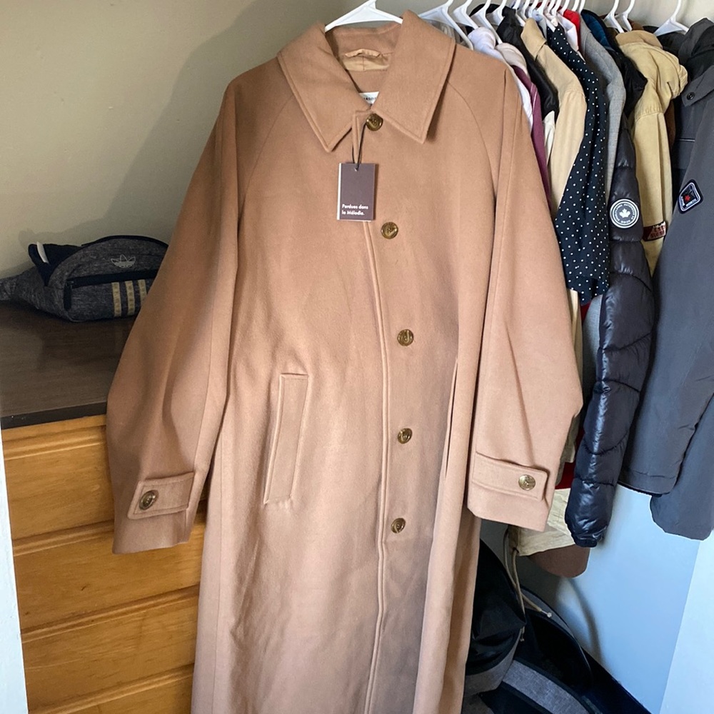 Mens NOIZE Long Vegan Wool Trench Coat